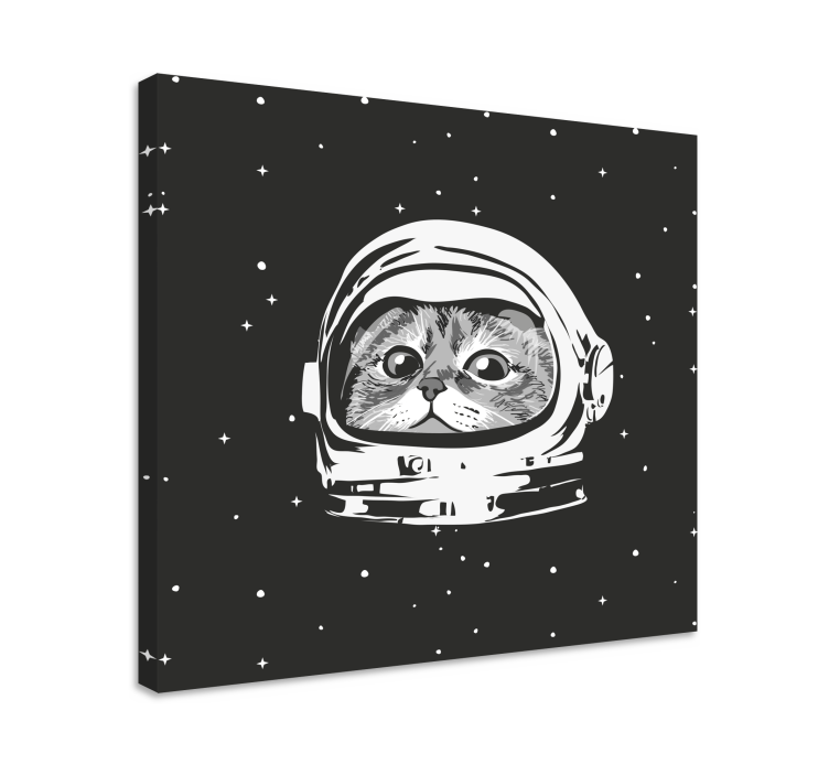 Zwart-witte astronaut Canvas schilderij kat - TenStickers