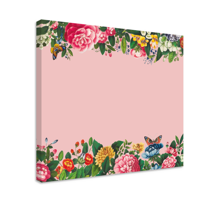 Levendige bloemenrand Canvas schilderij bloemen en planten - TenStickers