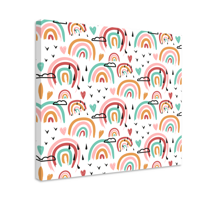 Canvas schilderij kinderen speelse regenboogpatroon - TenStickers