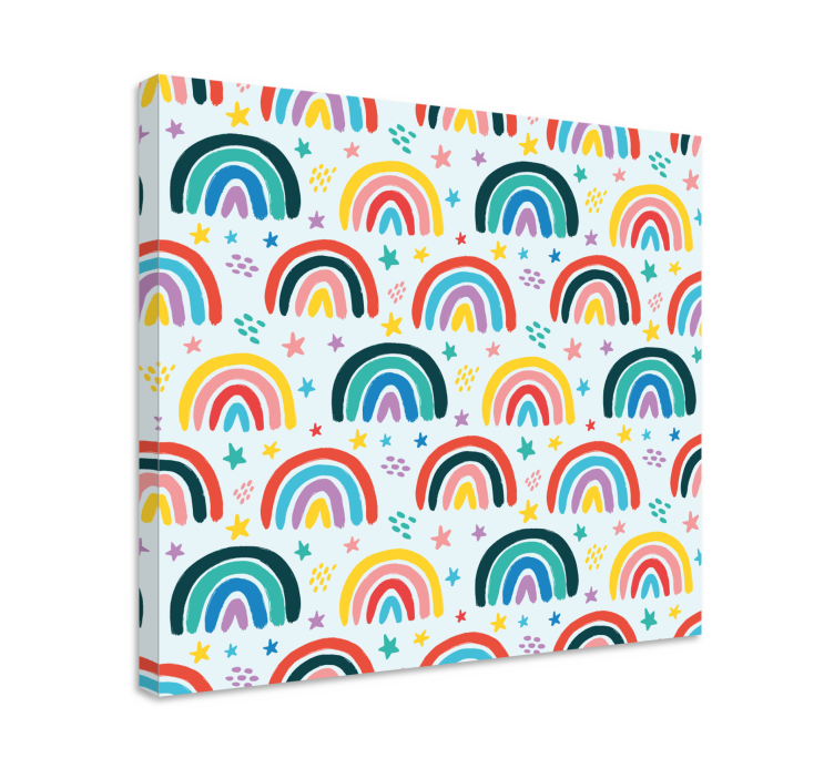 Canvas schilderij kinderen kleurrijk regenboogpatroon - TenStickers