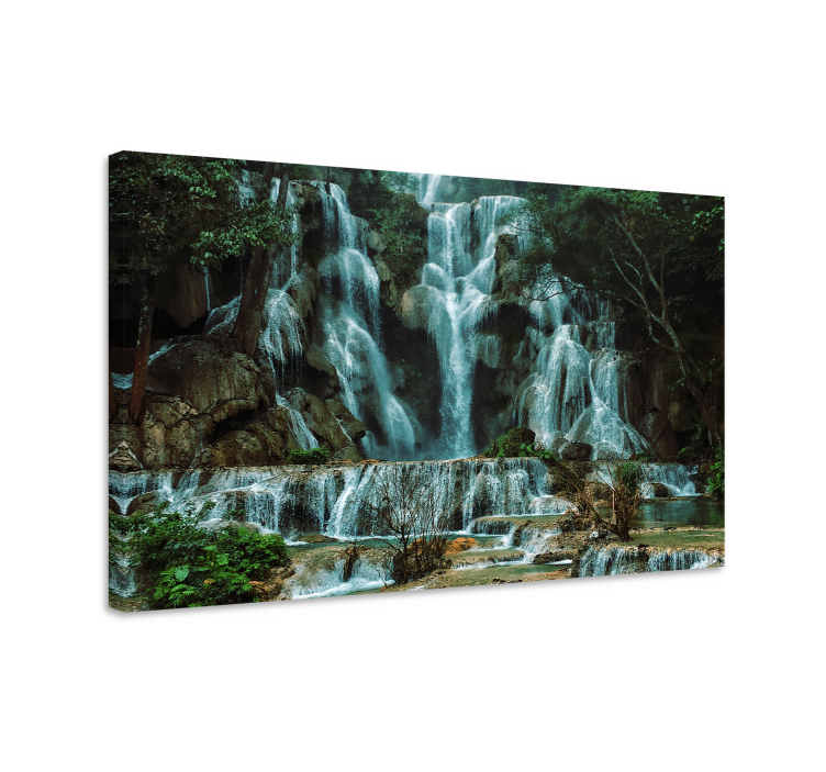 Canvas landschap grote waterval stroom - TenStickers
