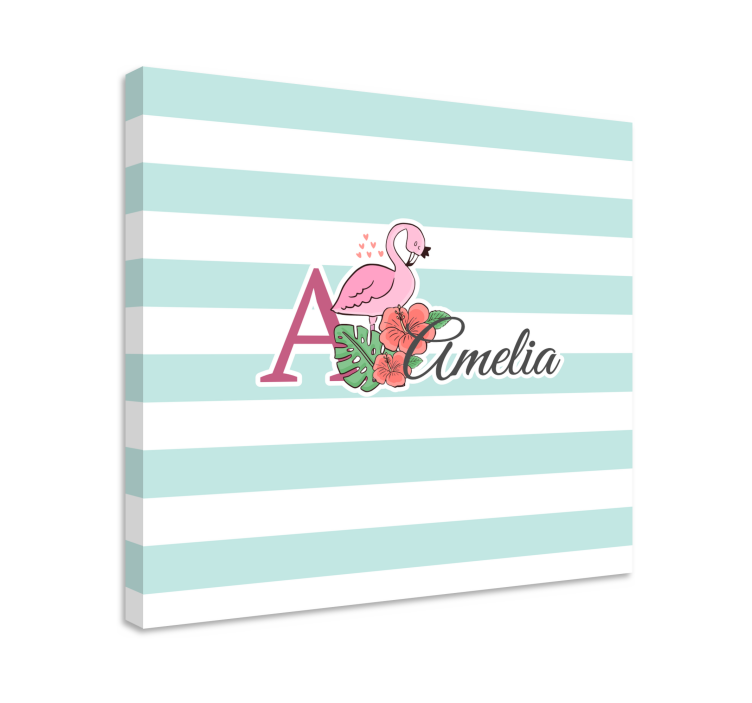 Canvas schilderij baby's gepersonaliseerd flamingo detail - TenStickers