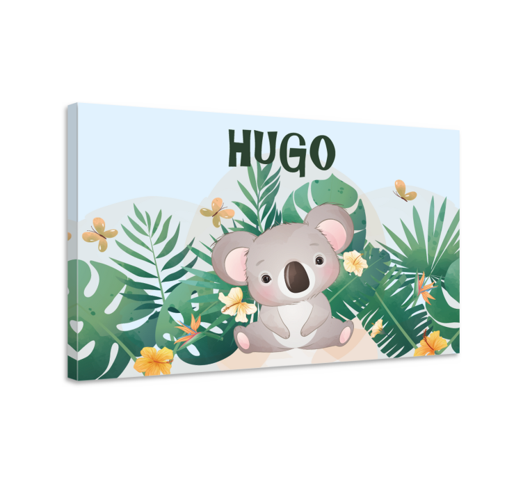 Canvas schilderij baby's Schattige koala voor jongen met naam - TenStickers
