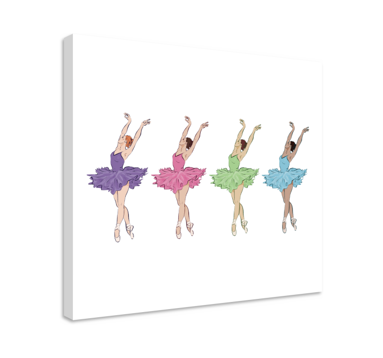 Canvas schilderij kinderen Kleurrijke balletdansers - TenStickers