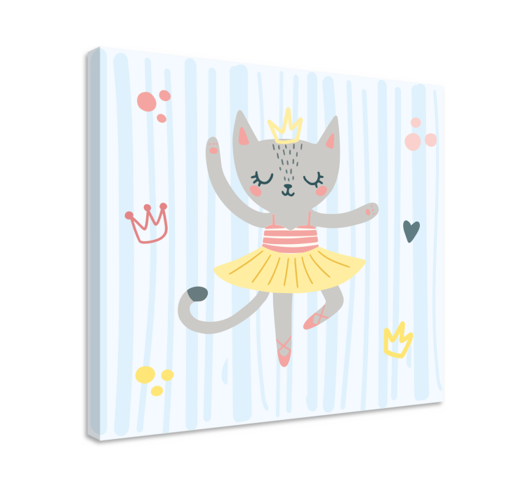 Canvas schilderij kat dansende kat prinses - TenStickers