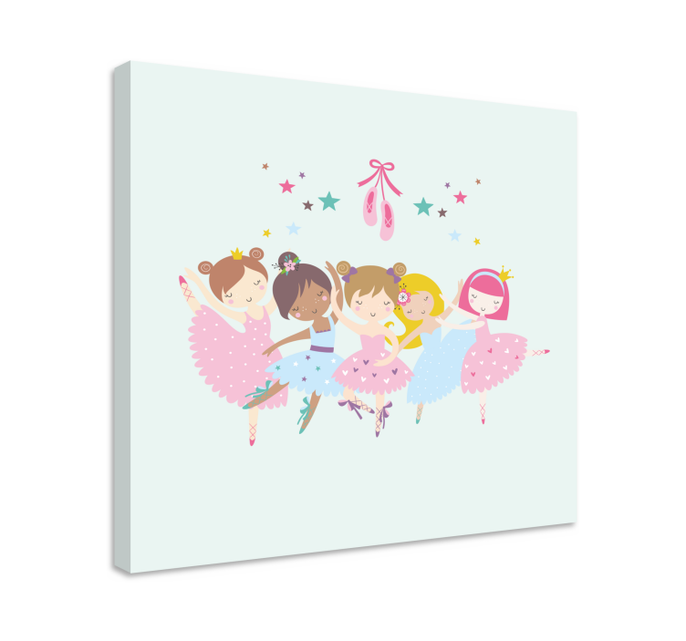 Canvas schilderij kinderen Ballet sterren kleurrijke illustratie - TenStickers