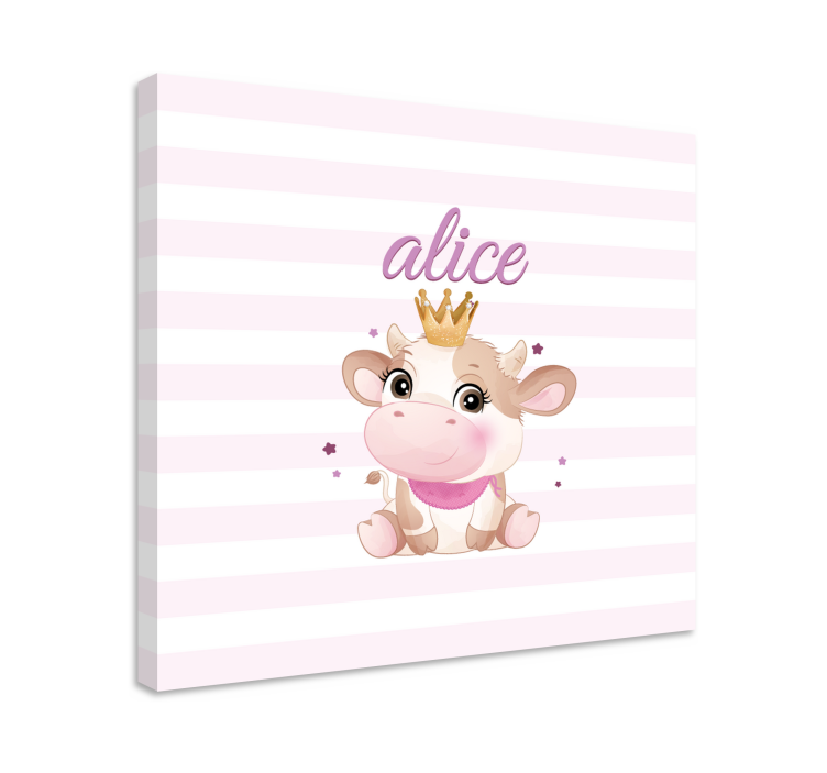 Canvas schilderij dieren schattige koe prinses - TenStickers