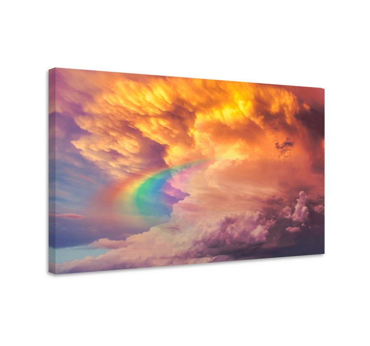 Canvas landschap levendige wolkenregenboog - TenStickers