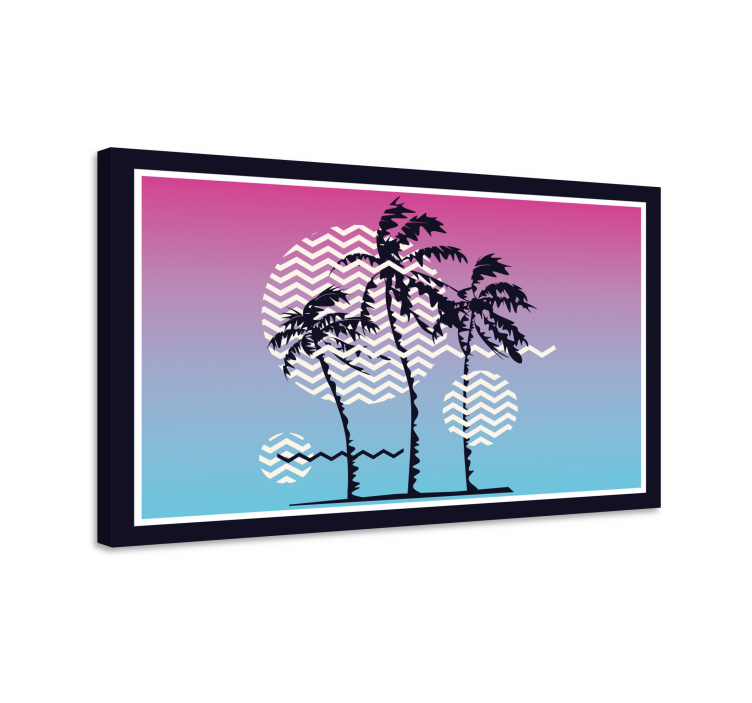 Vintage canvas schilderij Retro zonsondergang palmbomen - TenStickers