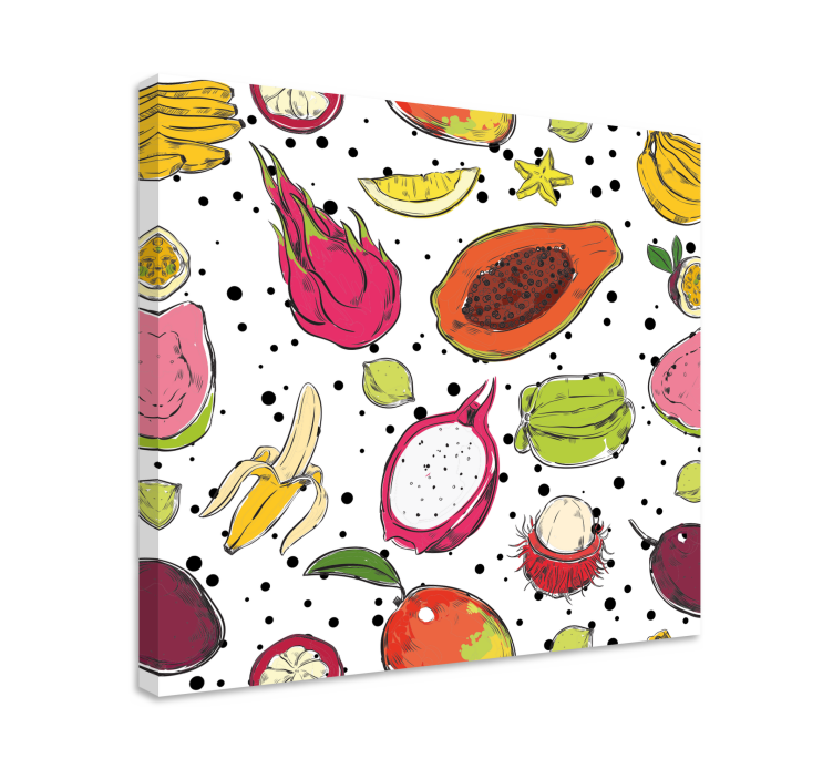Exotisch fruitpatroon Canvas stilleven en fruit - TenStickers