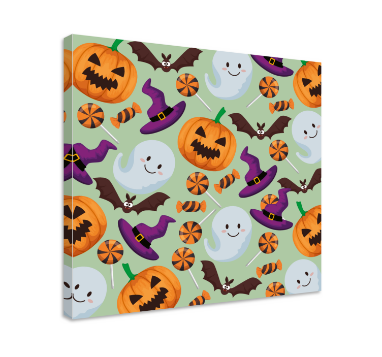 Canvas schilderij jongeren speelse halloween elementen - TenStickers