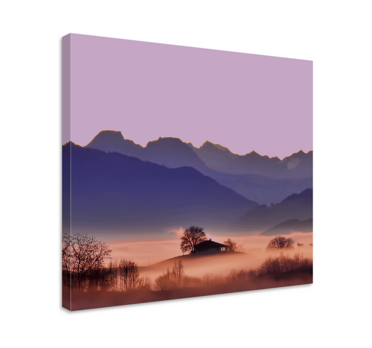 Canvas landschap bergmist sereniteit - TenStickers