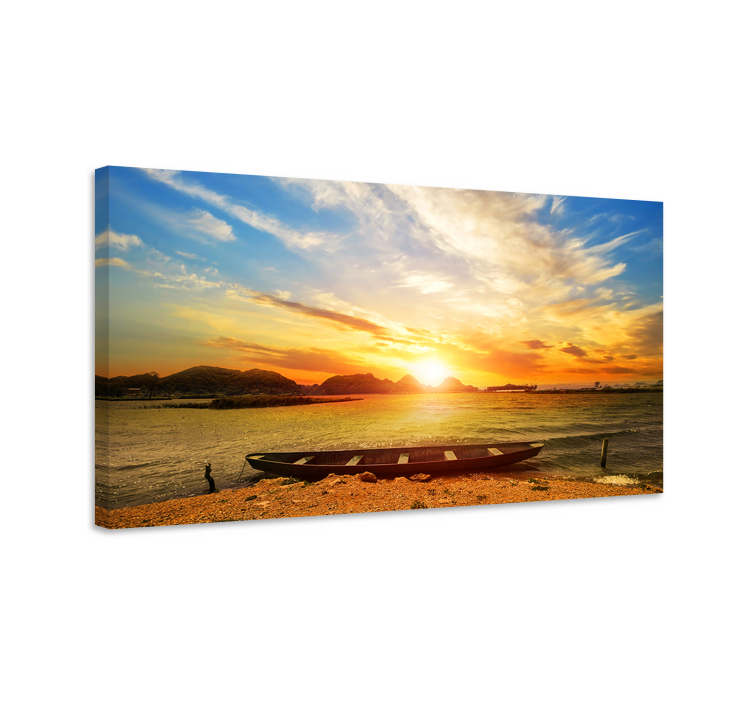 Zonsondergang over water Canvas landschap - TenStickers
