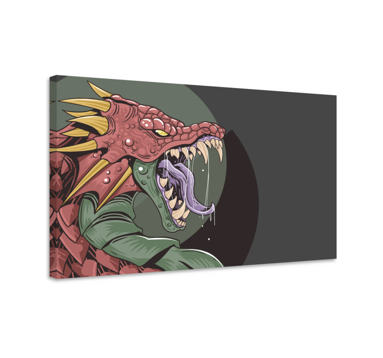 Canvas schilderij dinosaurus vurige draak creature - TenStickers