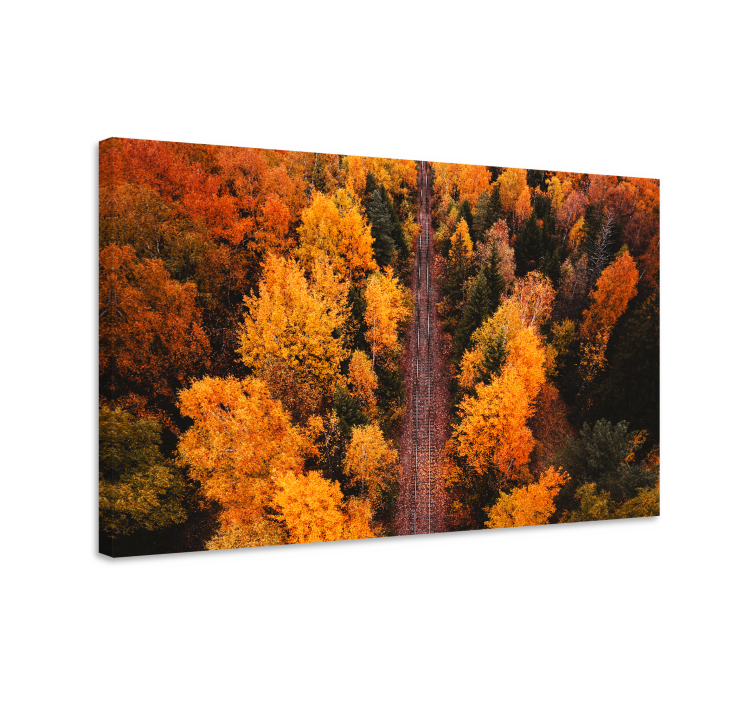 Canvas landschap herfstbladpaden - TenStickers