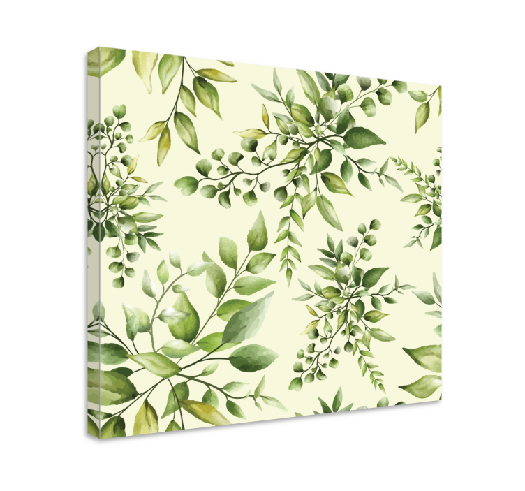 Canvas schilderij bloemen en planten fijne groene bloesems - TenStickers