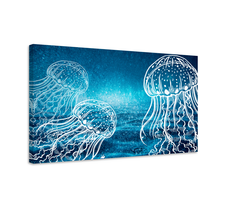 Canvas schilderij marine medusa oceaanleven - TenStickers