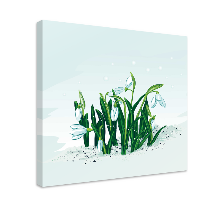Canvas schilderij bloemen en planten sneeuwklokjes - TenStickers