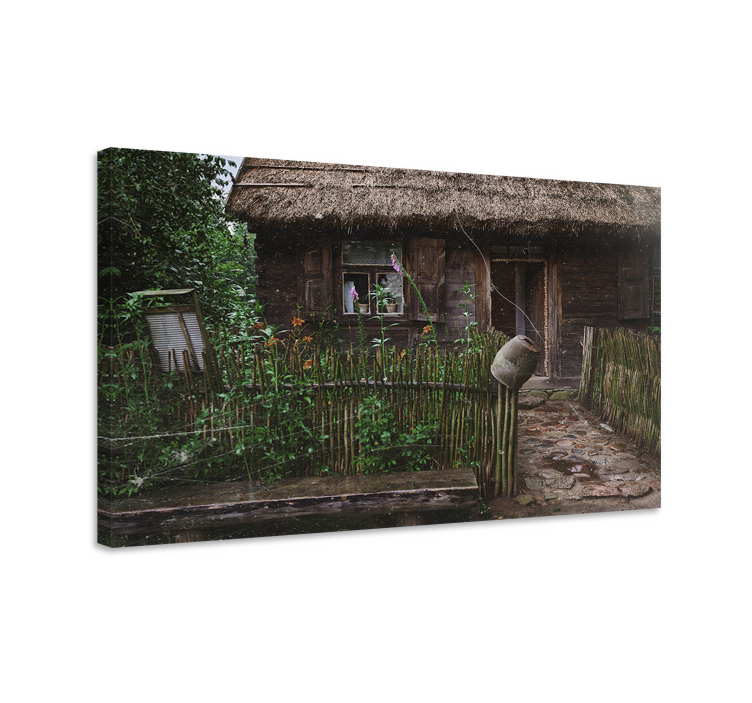 Canvas schilderij rustiek charmante cottage entree - TenStickers