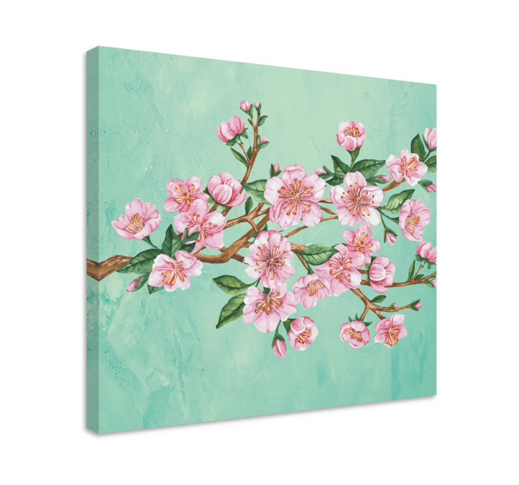 Canvas schilderij bloemen en planten sakura tak - TenStickers