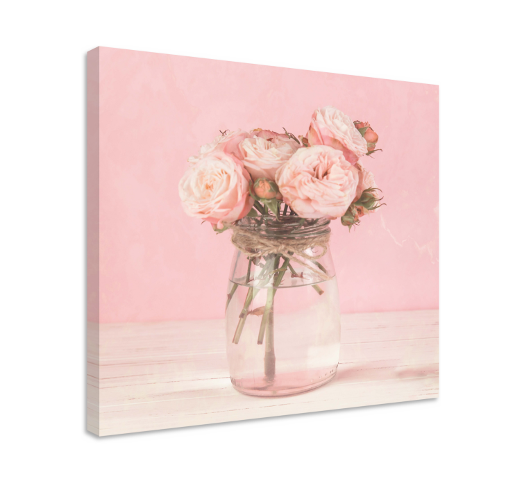 Canvas schilderij bloemen en planten rozenboeket pink - TenStickers