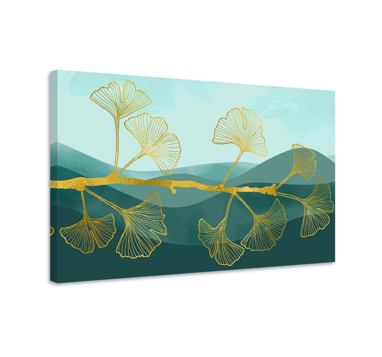 Canvas schilderij bloemen en planten ginkgo blad reflectie - TenStickers