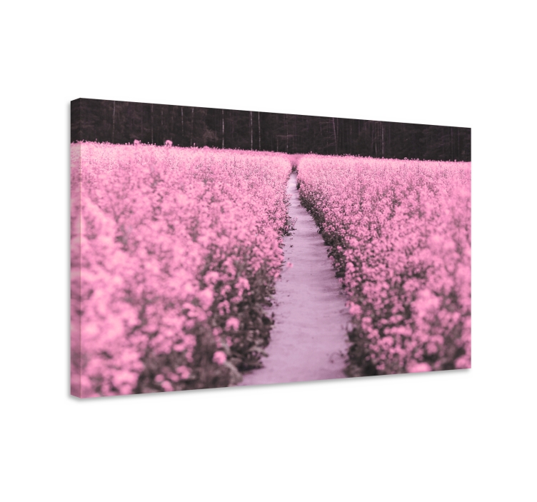 Canvas schilderij bloemen en planten pad door bloemen - TenStickers