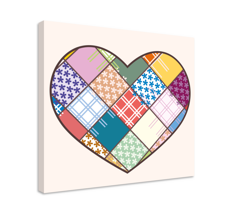 Canvas schilderij motivatie hart patchwork design - TenStickers