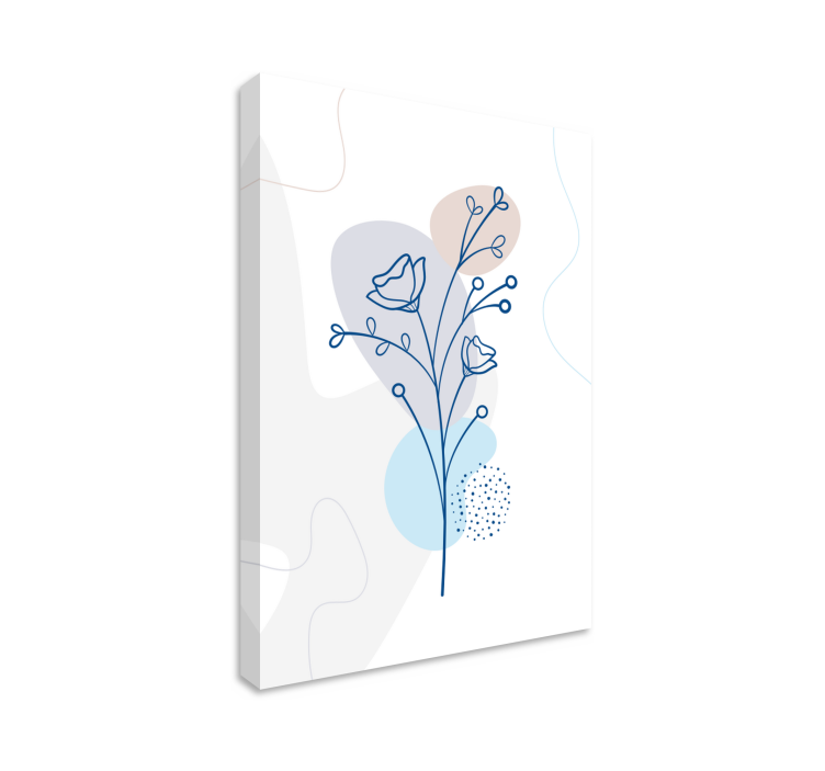 Canvas schilderij bloemen en planten lijntekening - TenStickers