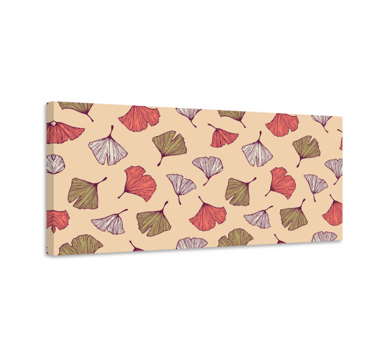 Ginkgo blad patroon Canvas schilderij bloemen - TenStickers