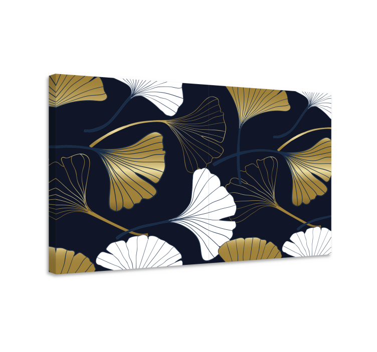 Canvas schilderij bloemen en planten ginkgo blad motieven - TenStickers
