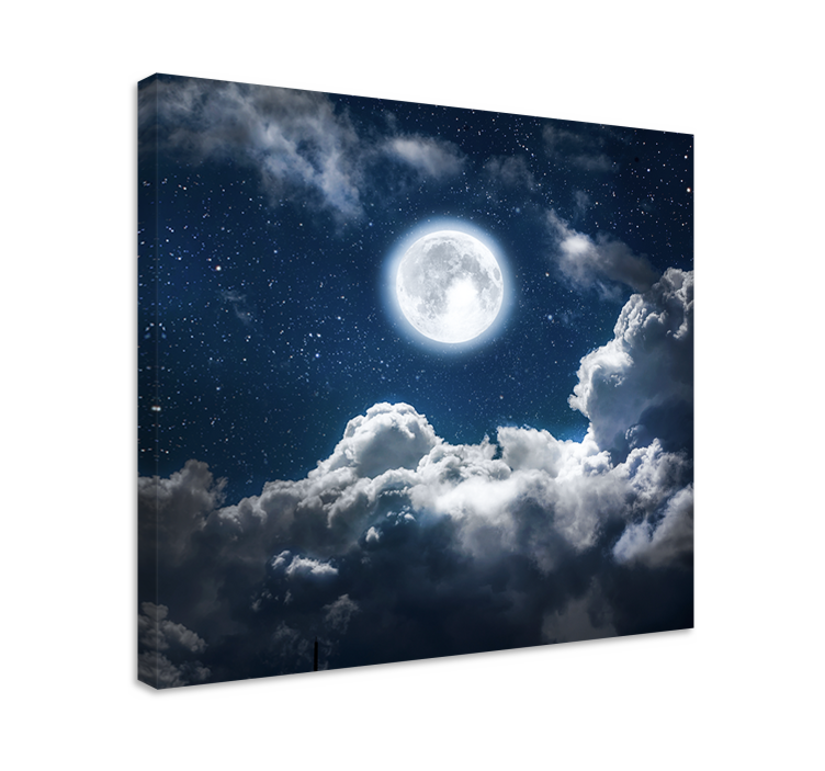 Canvas landschap maanverlichte wolkenlucht - TenStickers