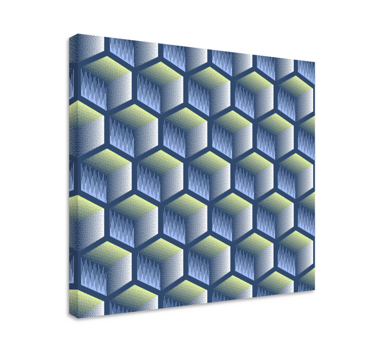 Geometrische canvas schilderij hexagonaal cube patroon - TenStickers