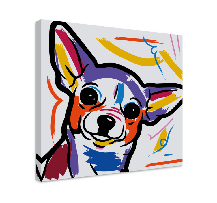 Canvas schilderij hond kleurrijke hondenkunst - TenStickers