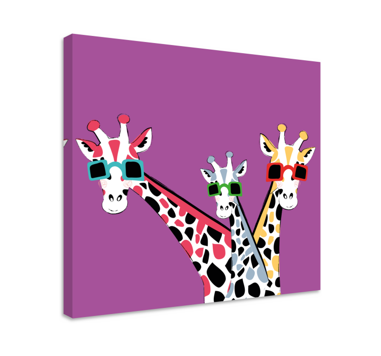 Canvas schilderij dieren giraffen in zonnebril - TenStickers