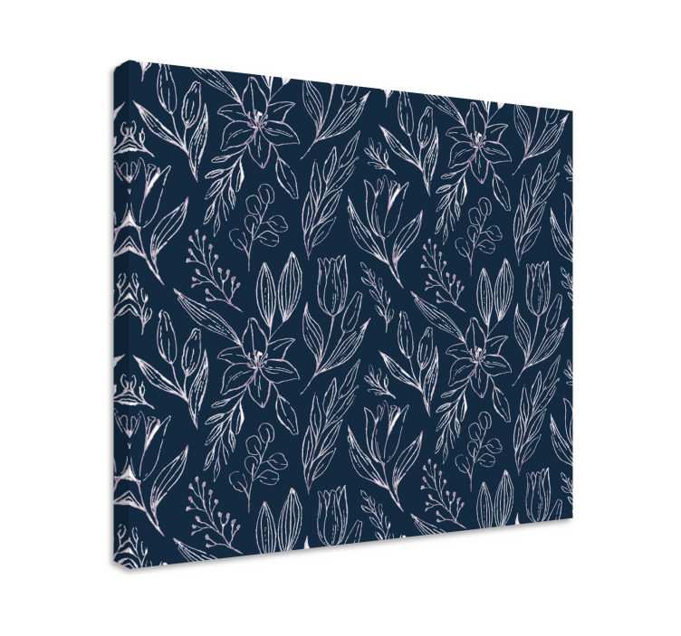 Canvas schilderij bloemen en planten floral schets patroon - TenStickers