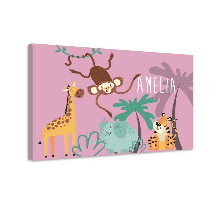 Canvas schilderij dieren jungle vrienden uit de jungle - TenStickers