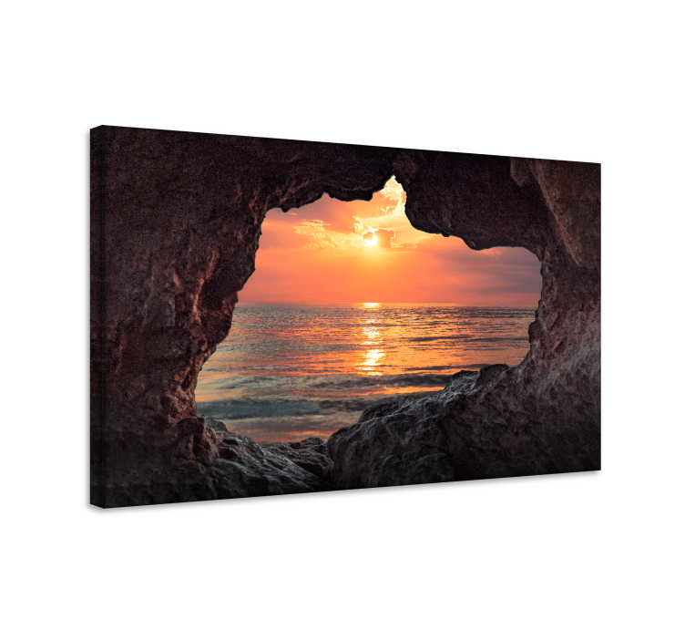 Canvas landschap zonsondergang door de rots - TenStickers