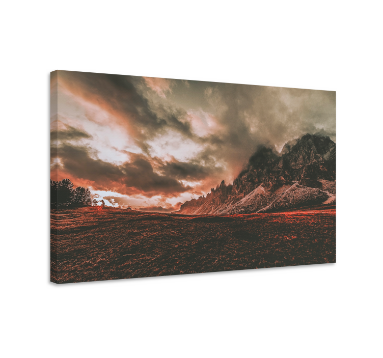 Canvas landschap dramatische bergzonsondergang - TenStickers