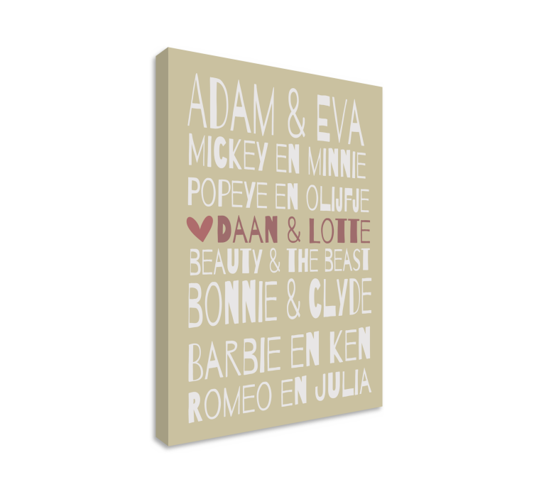 Gepersonaliseerde canvas schilderij liefde - TenStickers