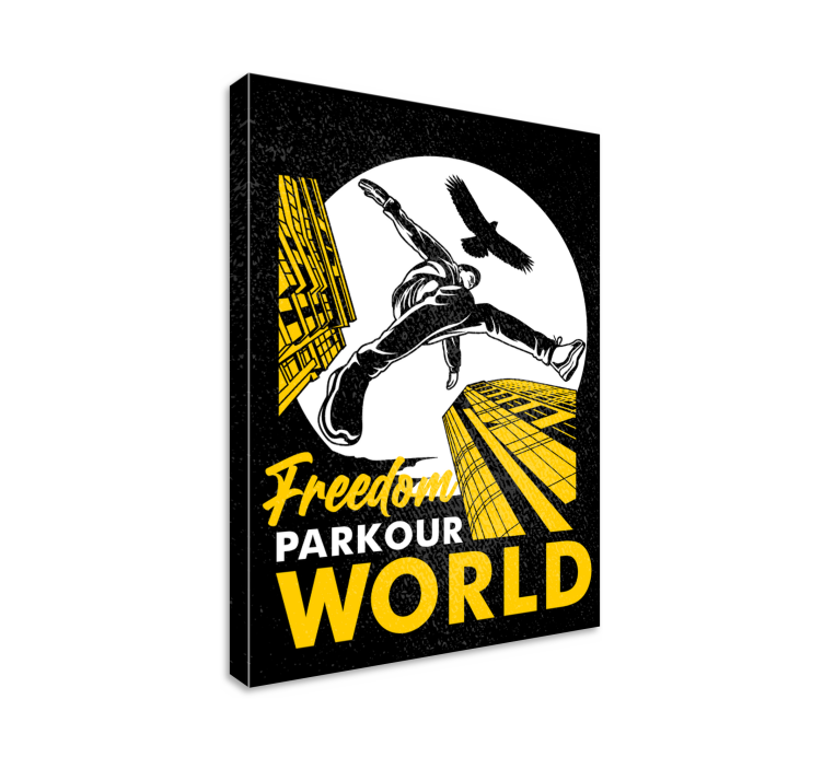 Canvas schilderij geel zwart world parkour - TenStickers