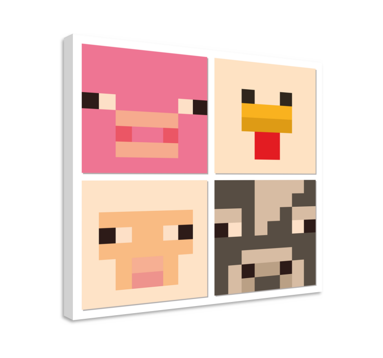 Pixel dieren van videospel canvas - TenStickers