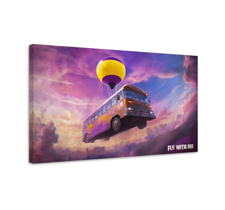 Vliegende bus met luchtballon canvas - TenStickers