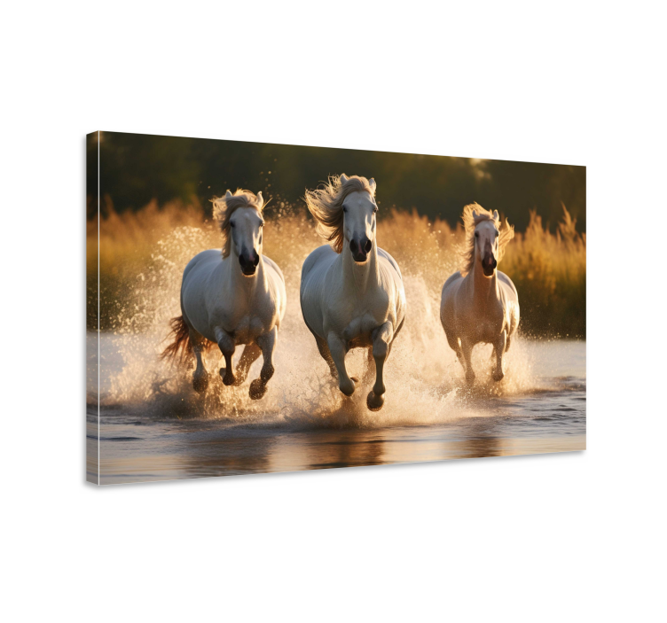Paarden rennen Canvas schilderij woonkamer - TenStickers