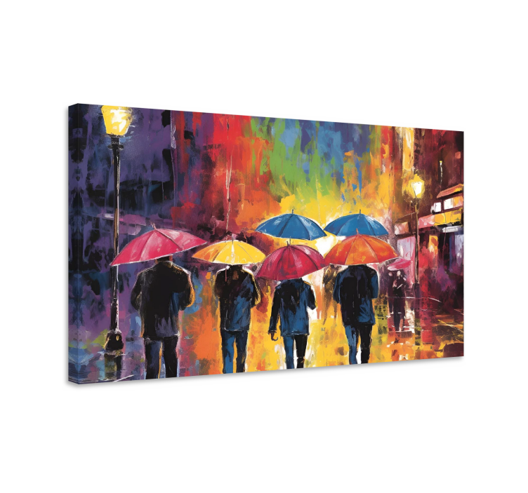Geschilderde parasols Canvas schilderij mensen - TenStickers