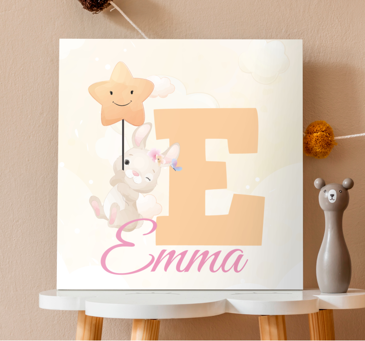 3d canvas schilderij blije konijn met ster - TenStickers