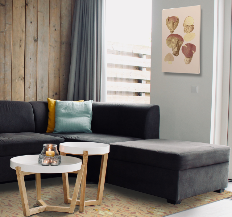 Vintage canvas schilderij paddenstoelen - TenStickers