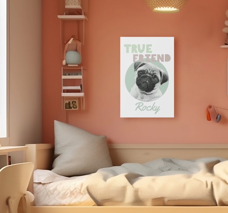 Echte vriend gepersonaliseerd canvas van hond - TenStickers