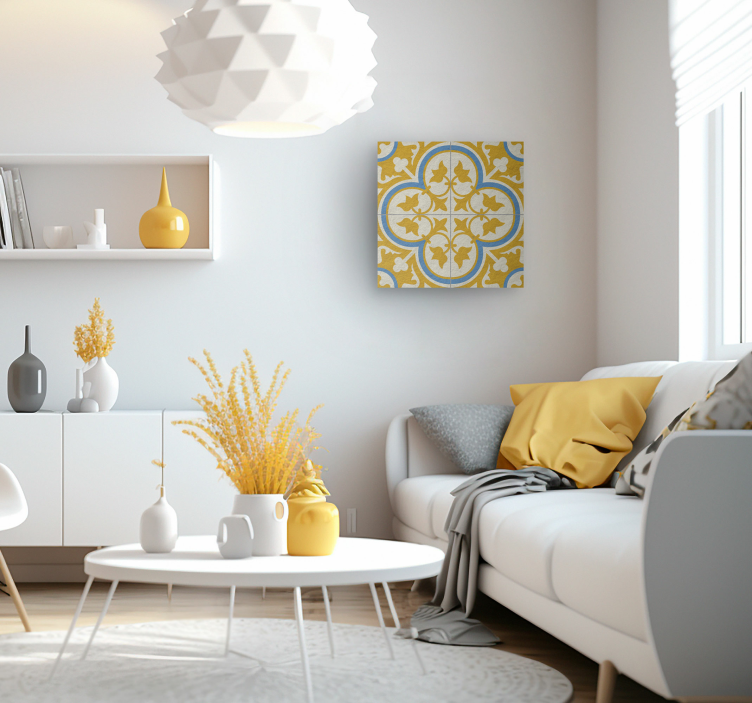 Gele hydraulische tegel canvas schilderij - TenStickers