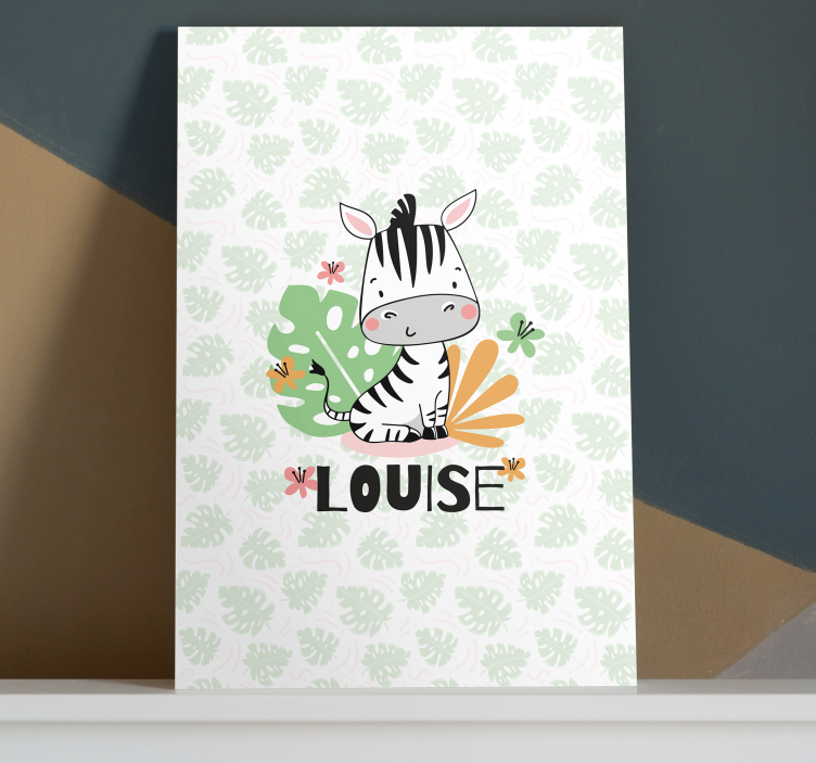 Aangepaste zebra-illustratie Canvas schilderij baby's - TenStickers
